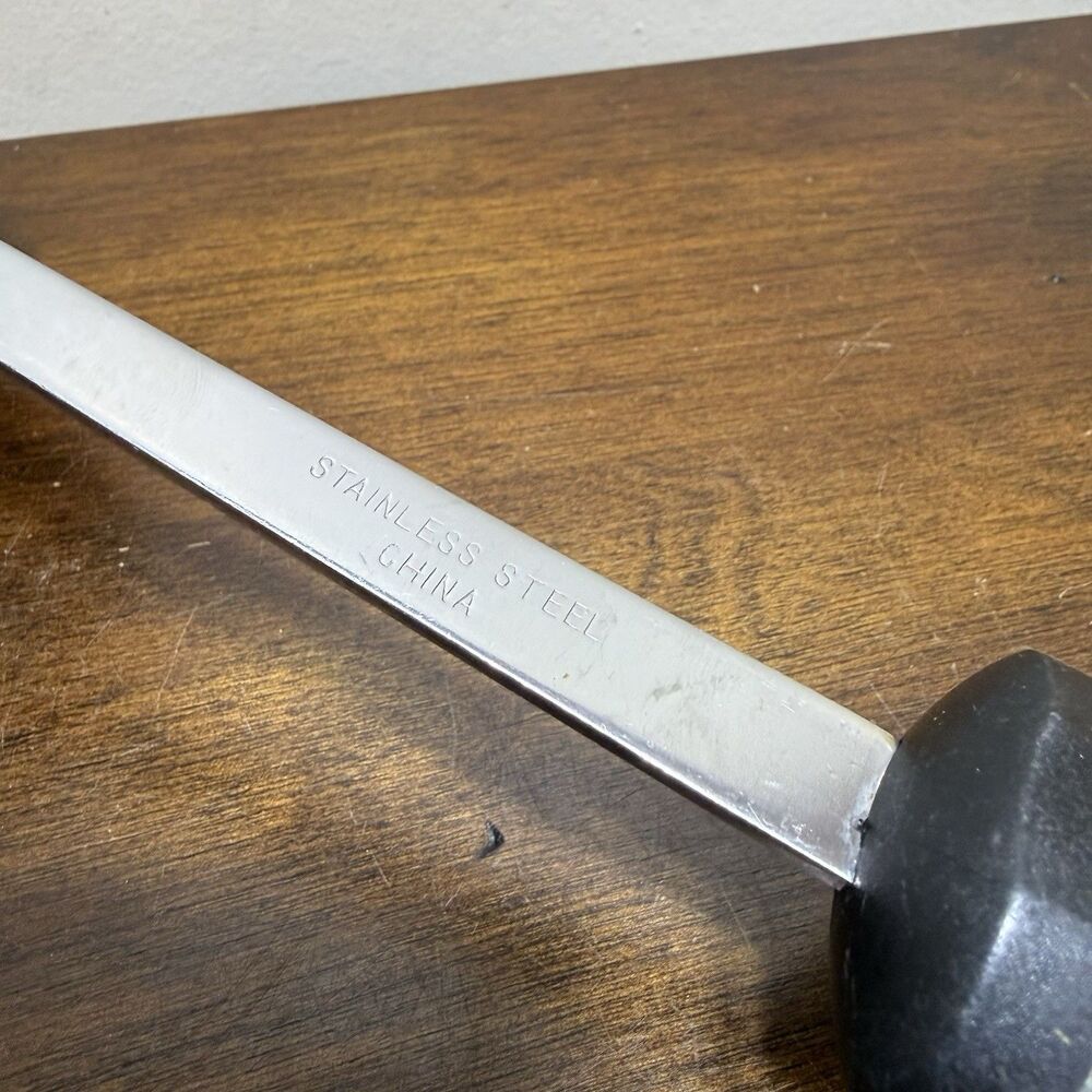 EKCO Stainless Steel w/ Gray Black Rubber Grip Serving Ladle 11" Utensil - Picture 4 of 5